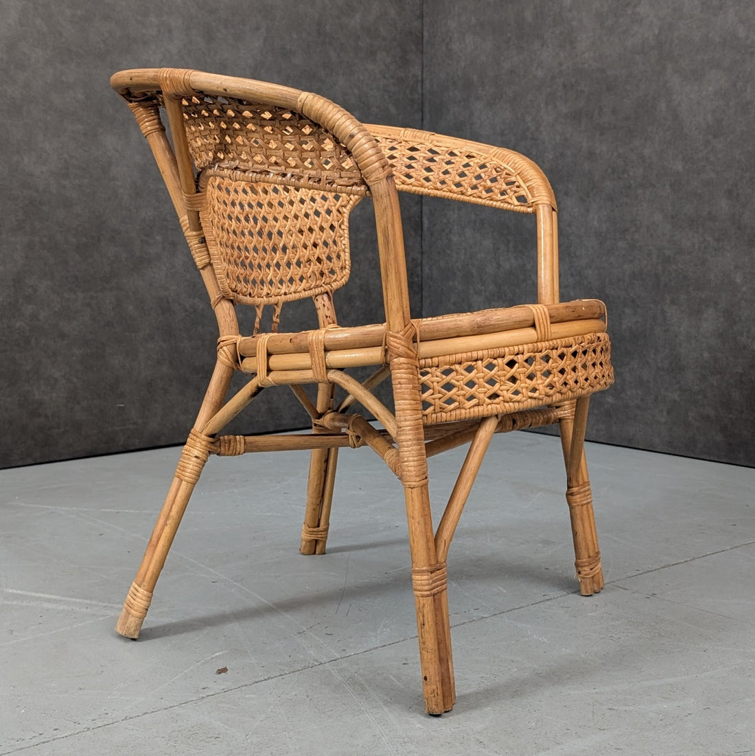 1970s Rattan and Cane Barrel Chair Suite with Matching Coffee Table