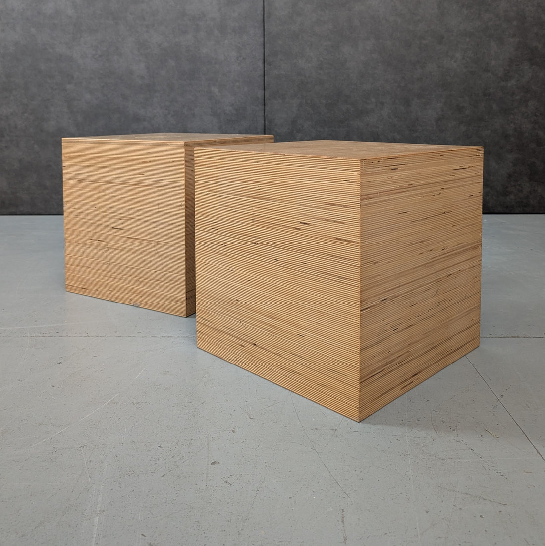 Laminated Plywood Cube Pedestals Circa 1970s to 1980s Exposed Edge Ply Construction Ex UTS