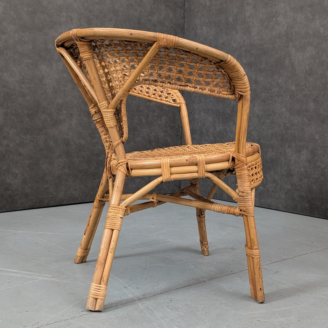 1970s Rattan and Cane Barrel Chair Suite with Matching Coffee Table