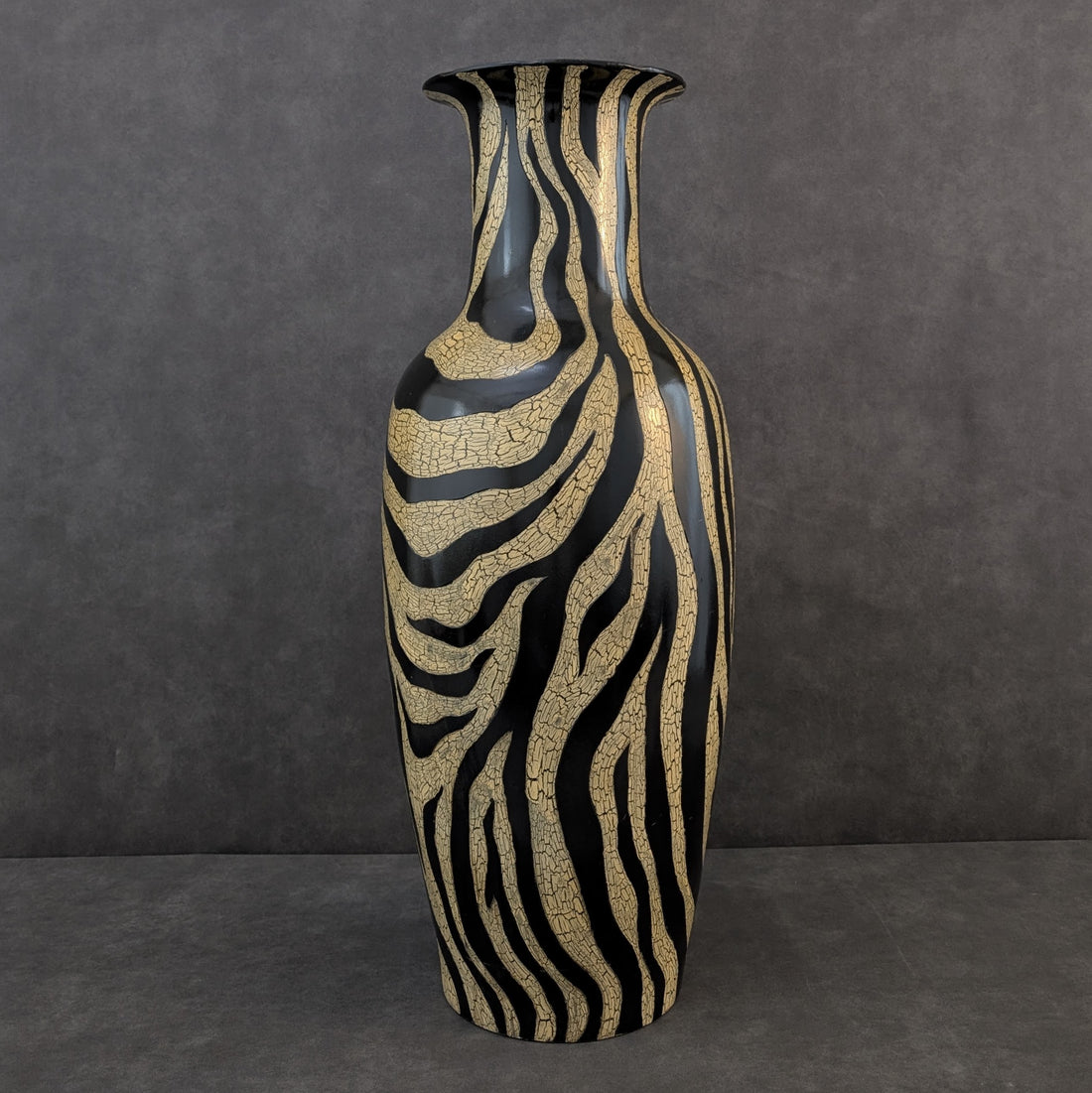 Italian Ceramic Floor VaseItalian Ceramic Floor Vase Circa 1980 Black Glaze and Craquelure