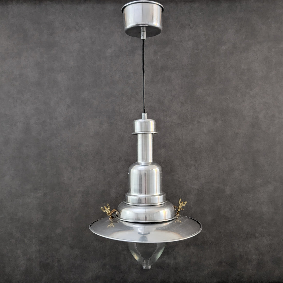 Industrial Pendant Light | 20th Century | Aluminium and Glass