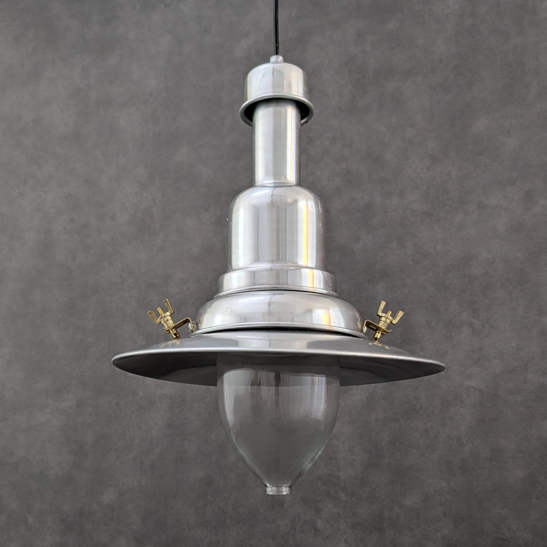 Industrial Pendant Light | 20th Century | Aluminium and Glass