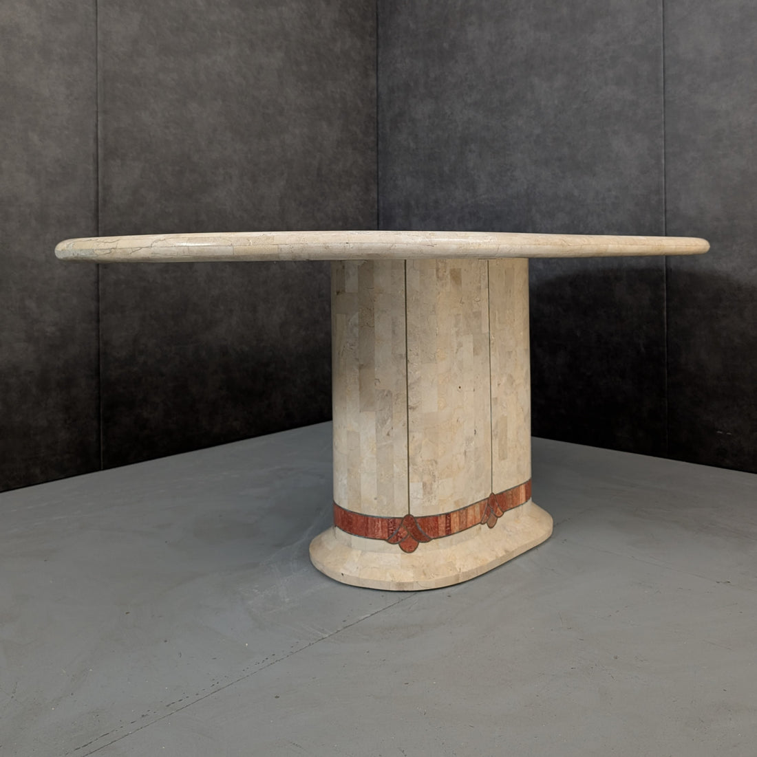 1980s Tessellated Stone Oval Dining Table in the Manner of Karl Springer