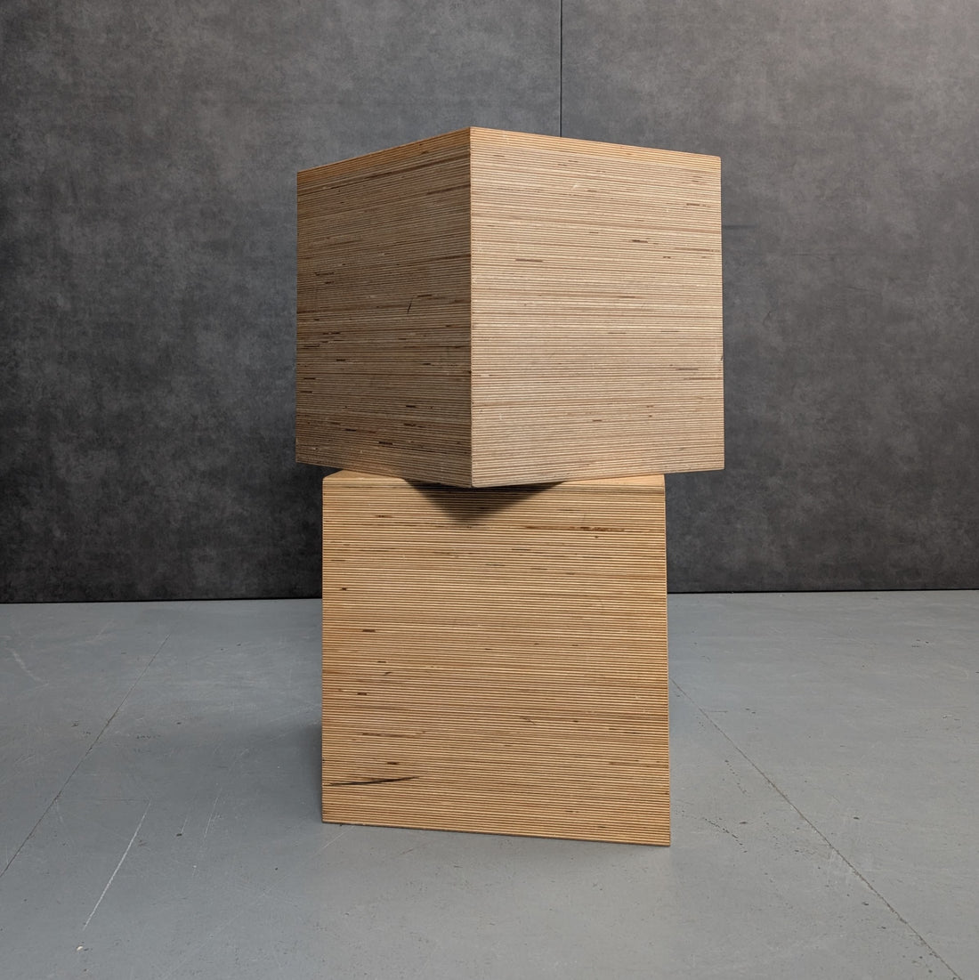 Laminated Plywood Cube Pedestals Circa 1970s to 1980s Exposed Edge Ply Construction Ex UTS