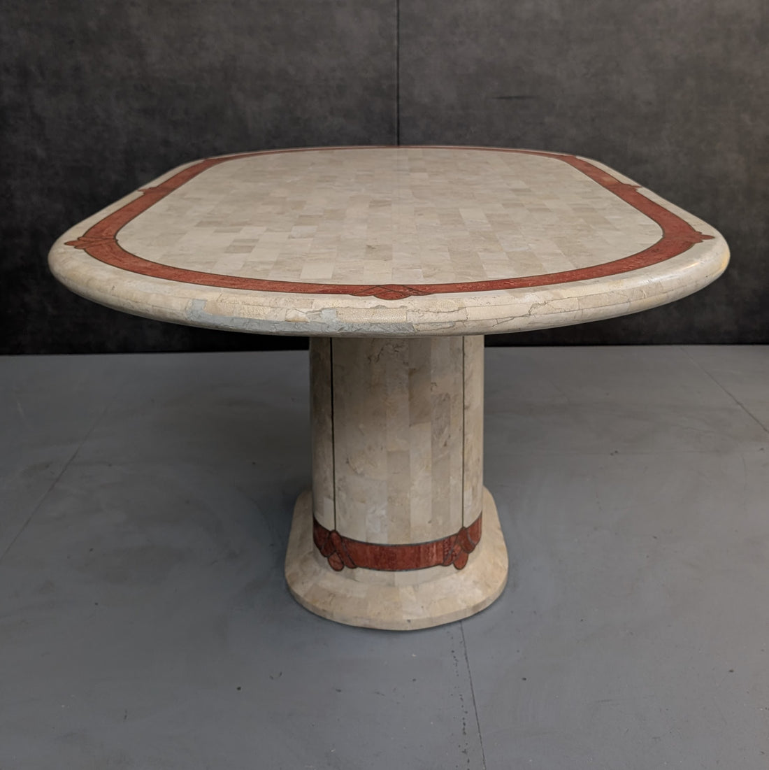 1980s Tessellated Stone Oval Dining Table in the Manner of Karl Springer