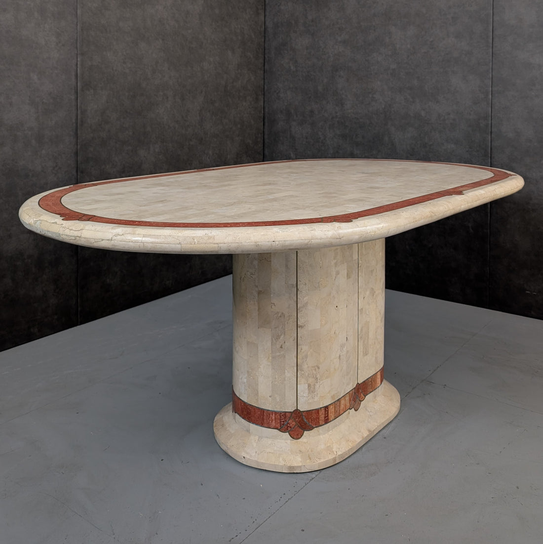 1980s Tessellated Stone Oval Dining Table in the Manner of Karl Springer