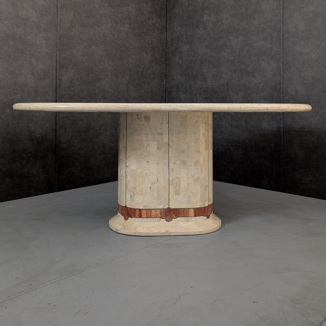 1980s Tessellated Stone Oval Dining Table in the Manner of Karl Springer