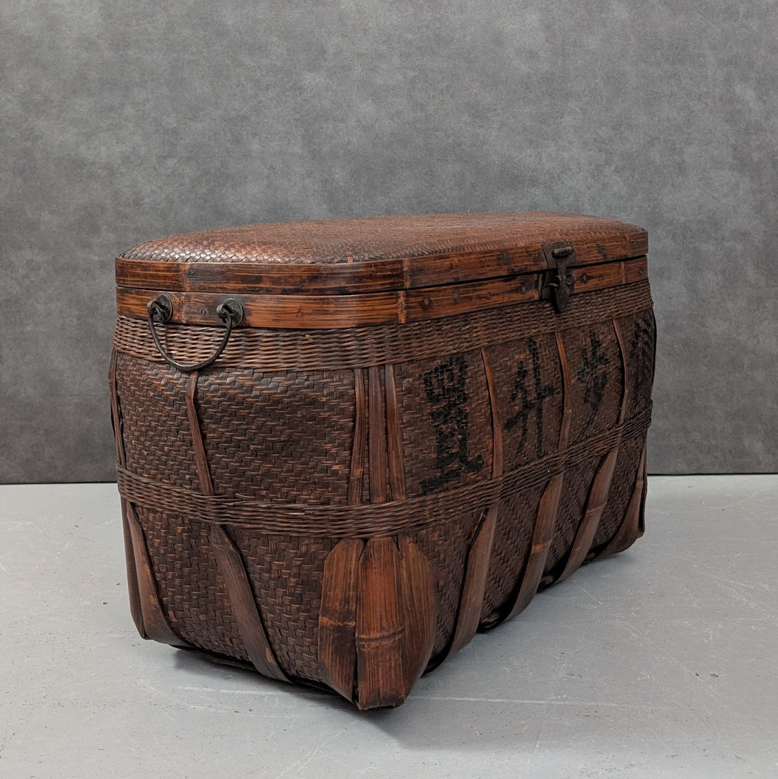 Circa 1880 to 1920 Chinese Travel Chest | Hand Woven Bamboo