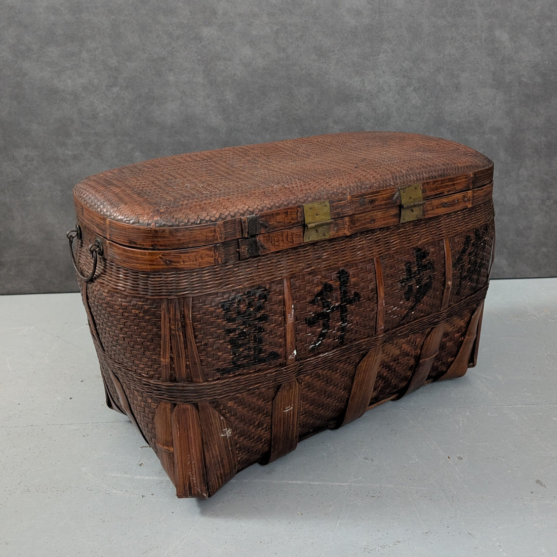 Circa 1880 to 1920 Chinese Travel Chest | Hand Woven Bamboo