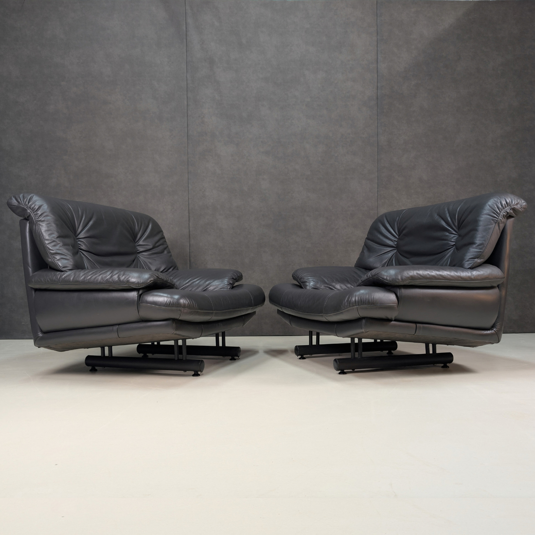 Two Late Twentieth Century Italian Leather Lounge Chairs