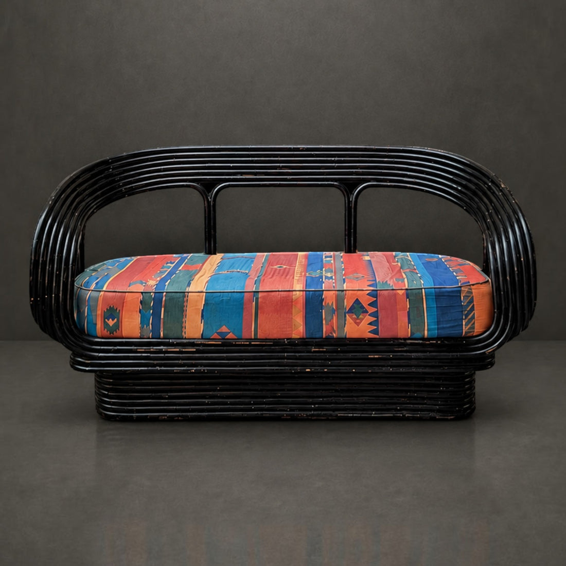 1980s Seven Strand Cane Lounge Suite in the Style of Giovanni Travasa